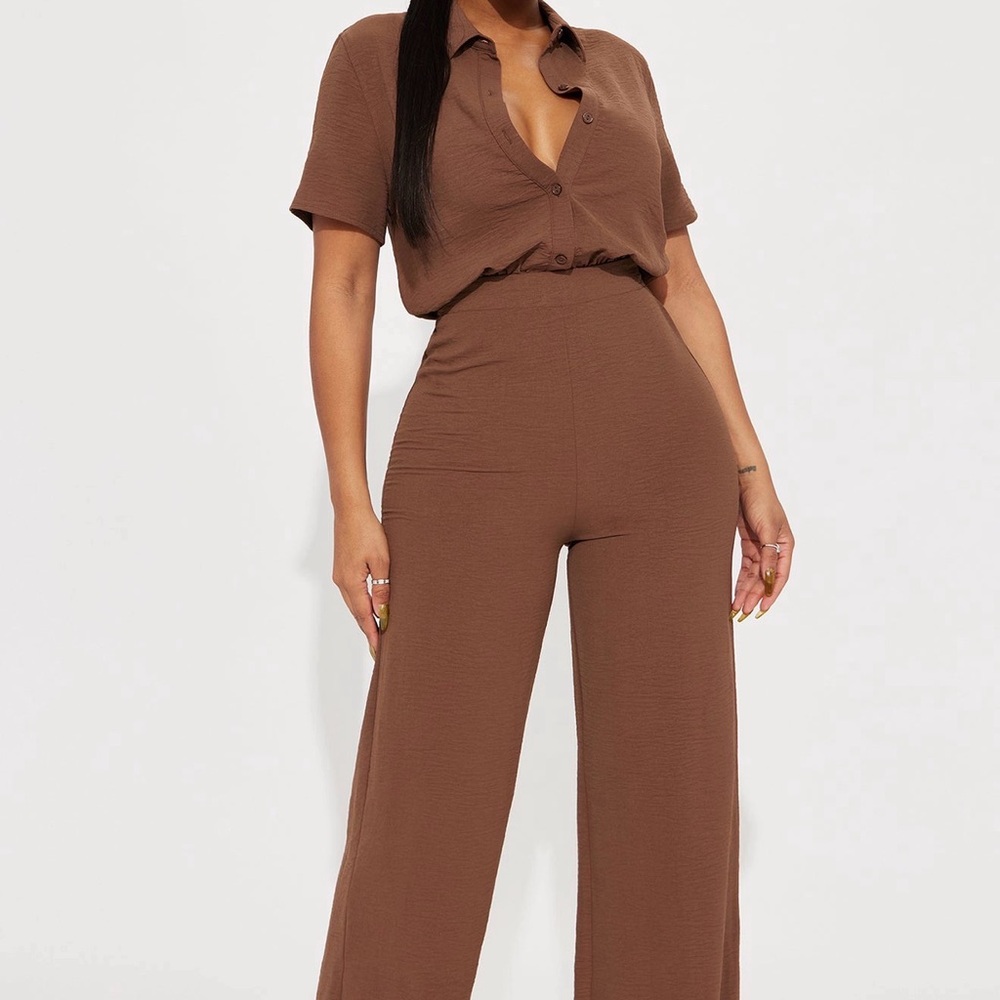 Fashion Nova Women's Wide-Leg High-Waist Pants - Brown